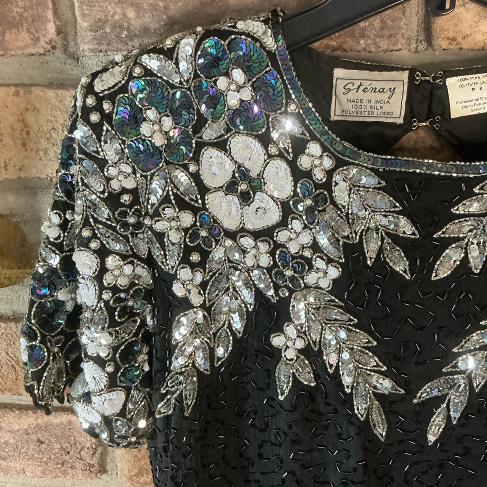 STENAY Vintage Beaded Silk Cocktail Dress - Picture 5 of 15
